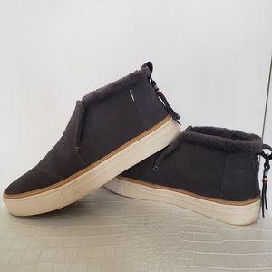 Toms gray suede and faux fur slip-on booties size 7.5